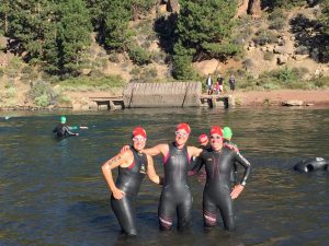 Swim start with my training partners Angi and Kathy